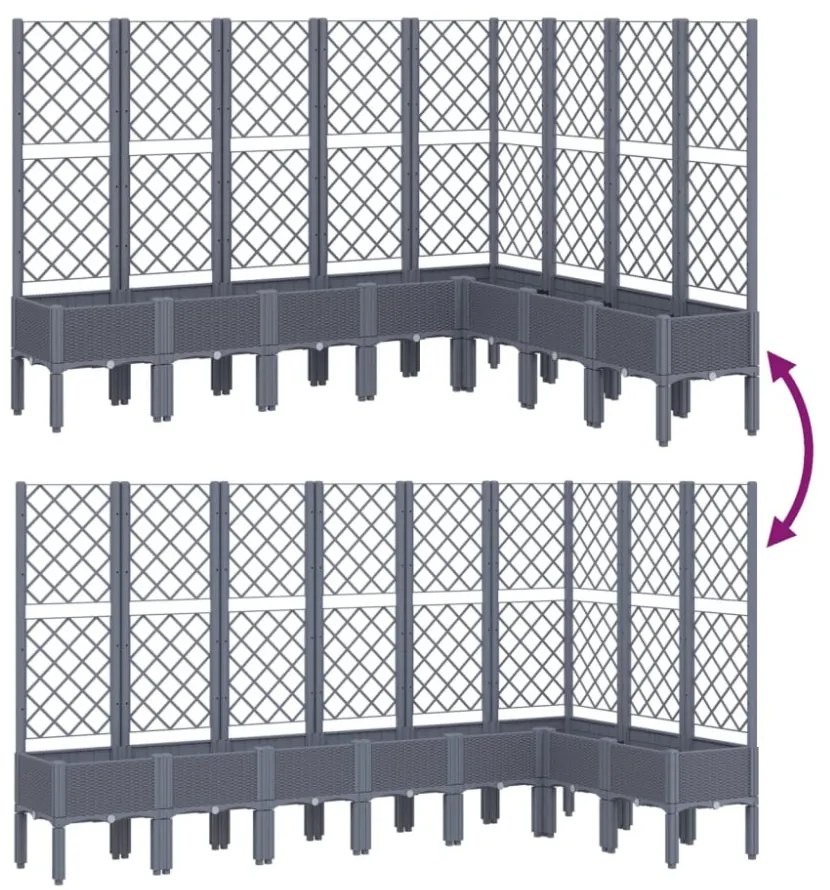 kékszürke polipropilén rácsos kerti ültetőláda 200 x 160 x 142 cm