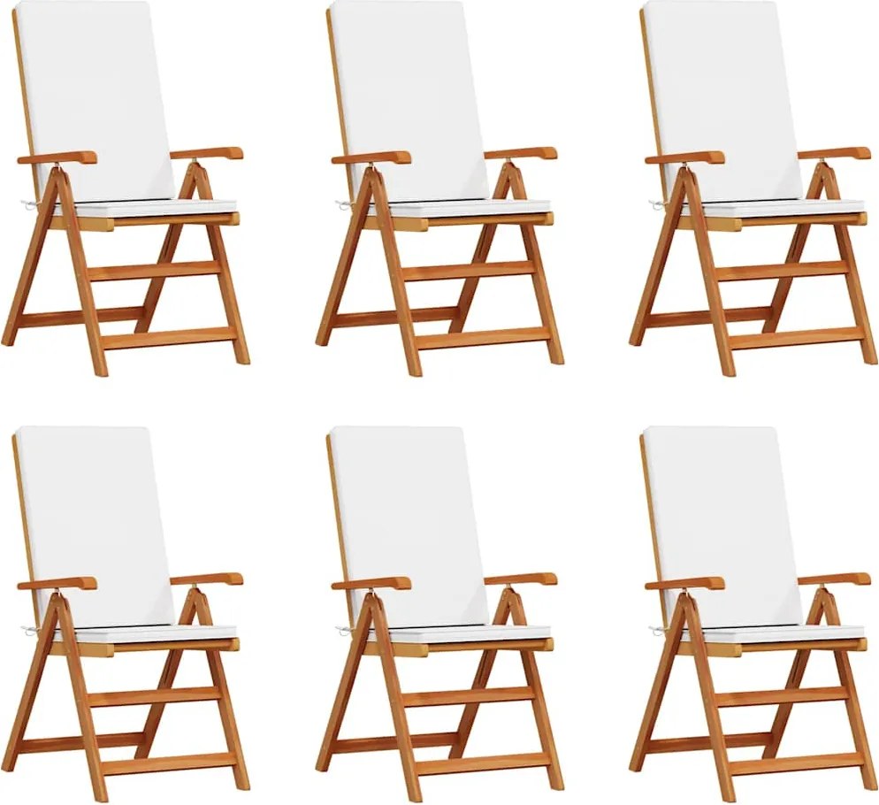 vidaXL Kerti Szék 6 pcs Barna és fehér 57 x 71,5 x 104 cm Tömör Teakfa