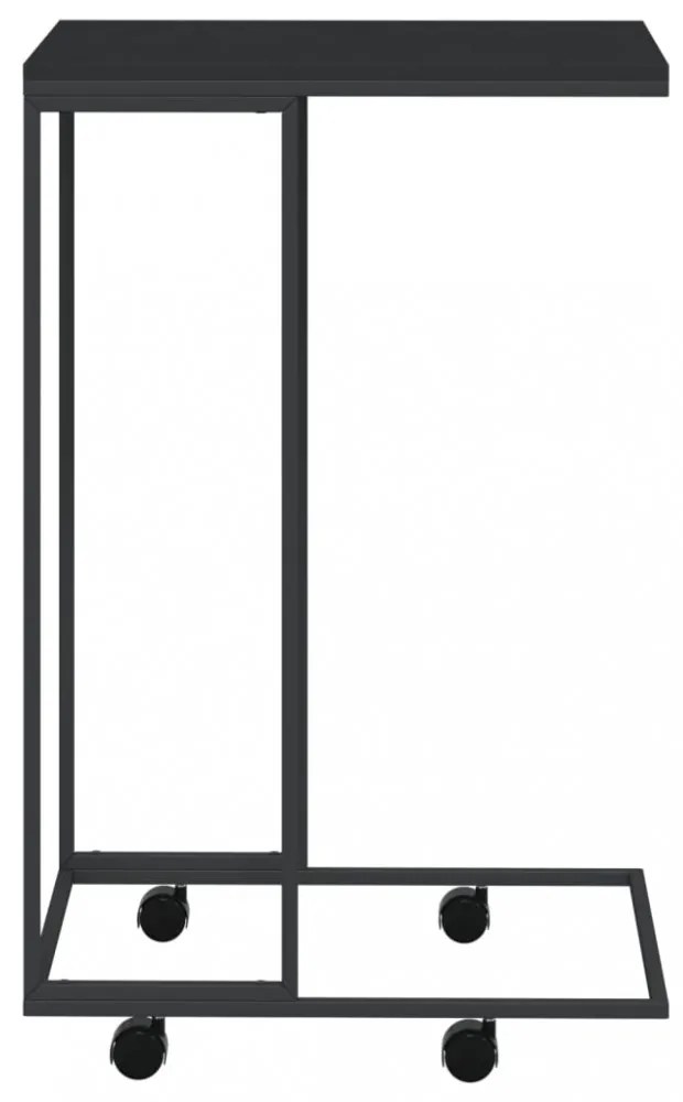fekete szerelt fa kisasztal kerekekkel 40 x 30 x 63,5 cm