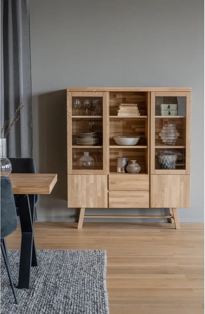 Natúr színű tölgyfa tálalószekrény 130x150 cm Brooklyn - Rowico