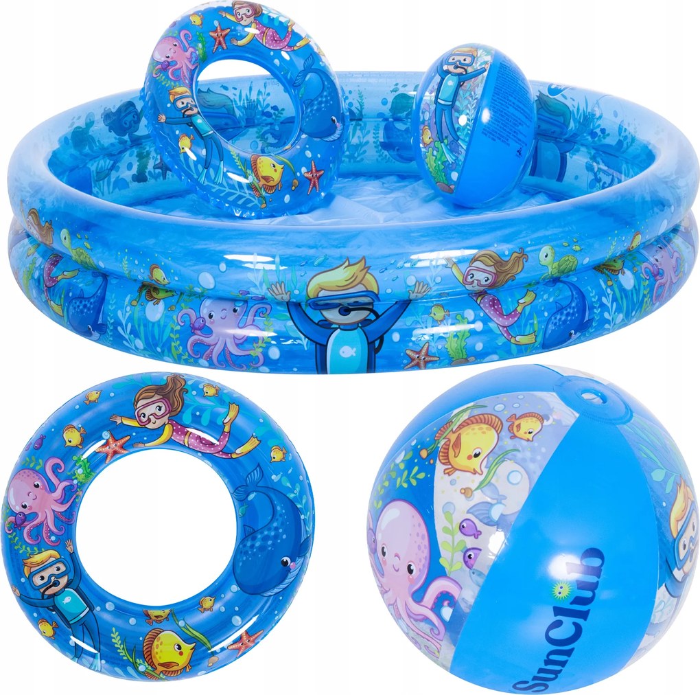 Felfújható Medence Szett Kerek, Úszógumi, Strandlabda Gyerekeknek