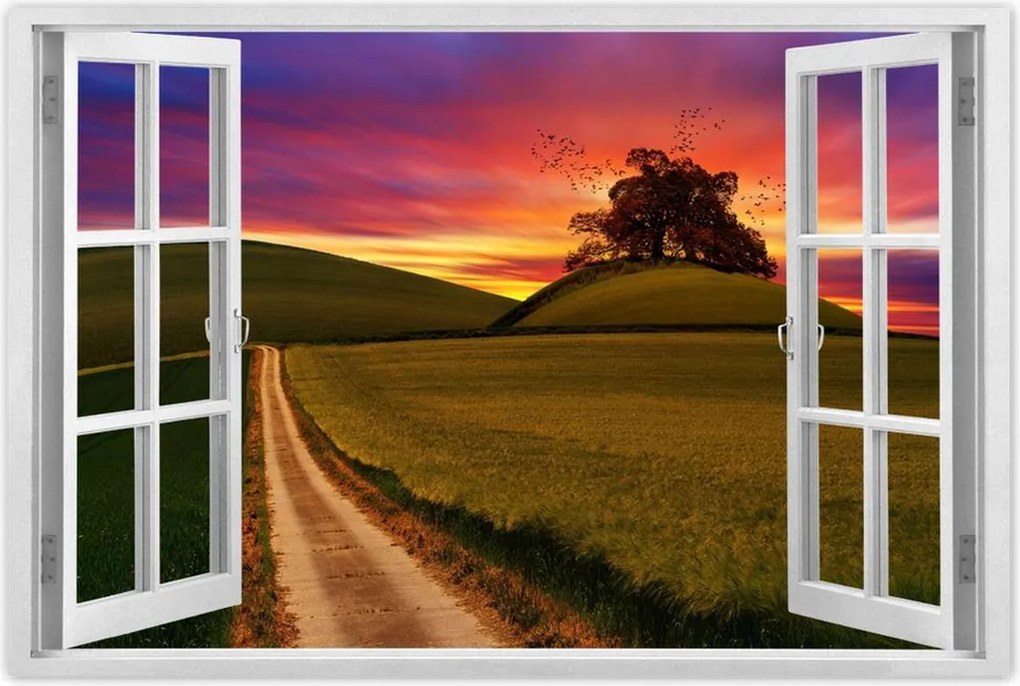 Poszterek 120x80 Naplemente Hegyek Fa