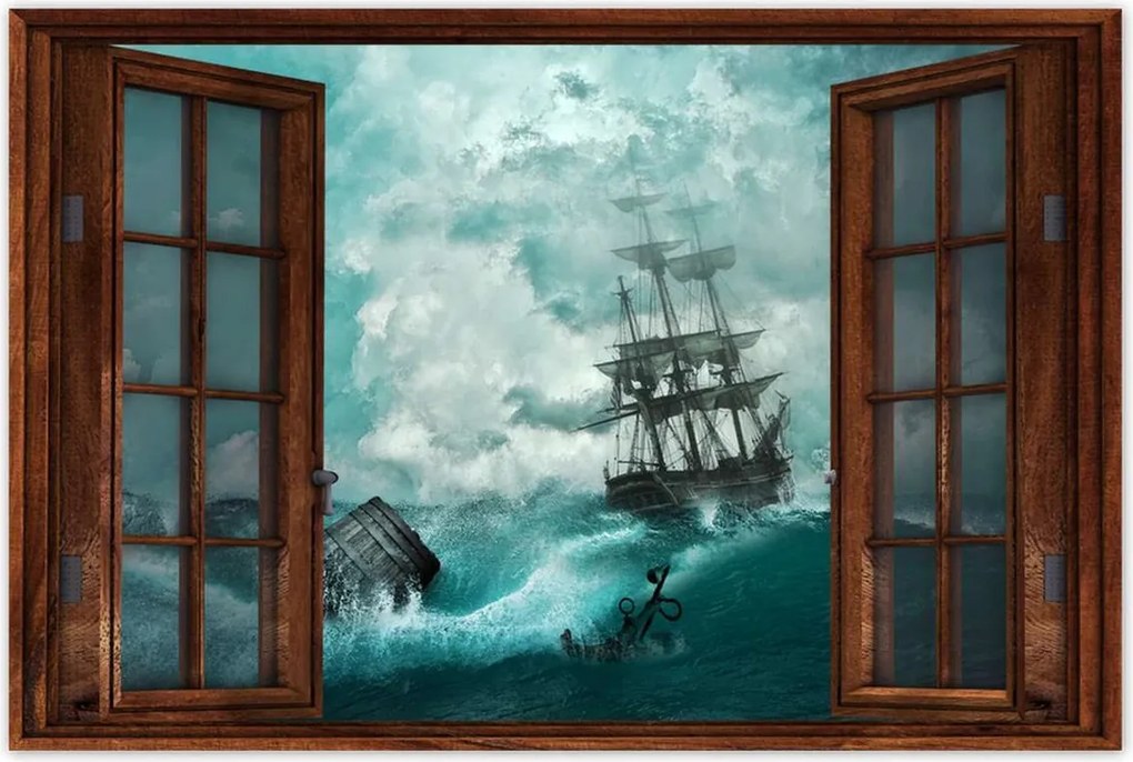 Poszterek 120x80 Vihar Tenger Hajó Tájkép