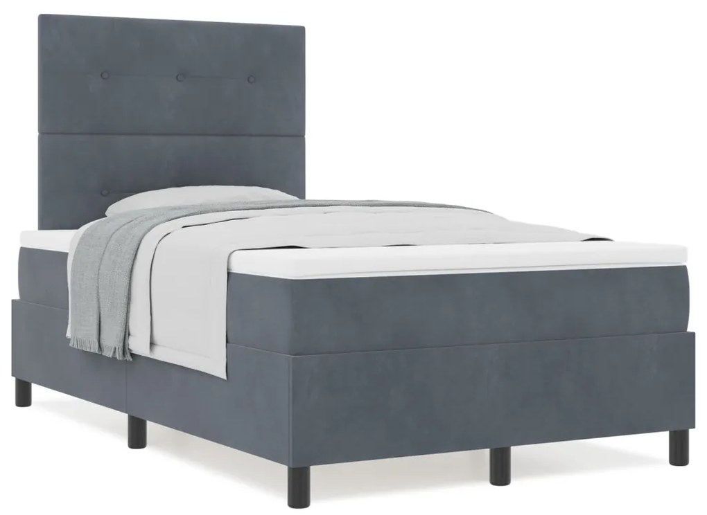 vidaXL Box Spring Ágy Matrac Sötétszürke 120x200 cm Bársony