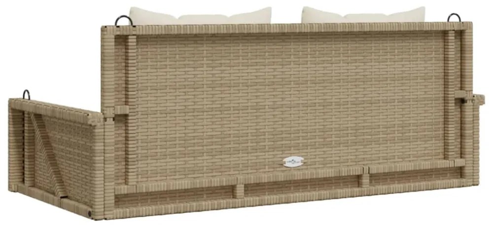 bézs polyrattan hintapad párnával 119 x 56 x 48 cm
