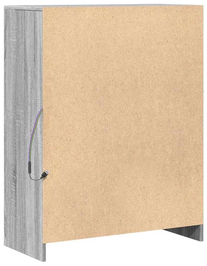 szürke sonoma szerelt fa tálalószekrény LED-del 77x34x100 cm