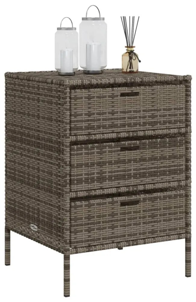 szürke polyrattan kerti tárolószekrény 55 x 59 x 80 cm