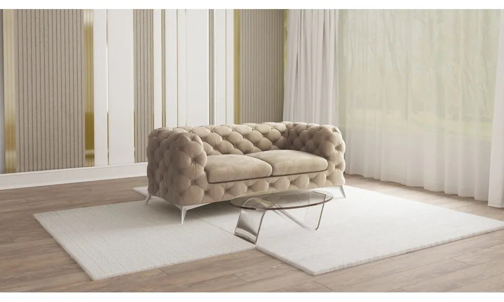 Szürkésbézs bársony kanapé 185 cm Chelsea – Ropez