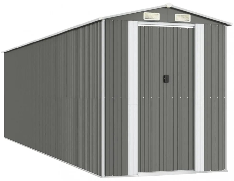 világosszürke horganyzott acél kerti fészer 192 x 689 x 223 cm