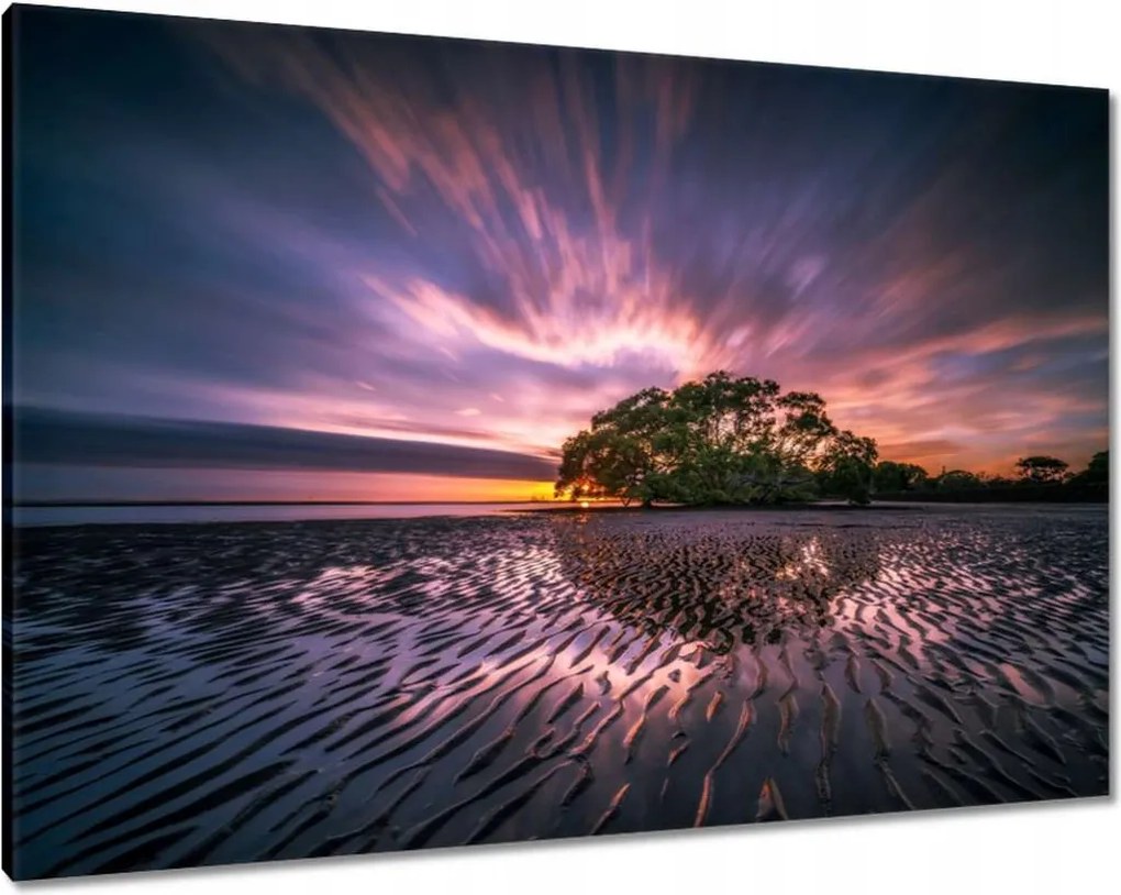 Vászonkép 100x70 Gyönyörű lila tájkép