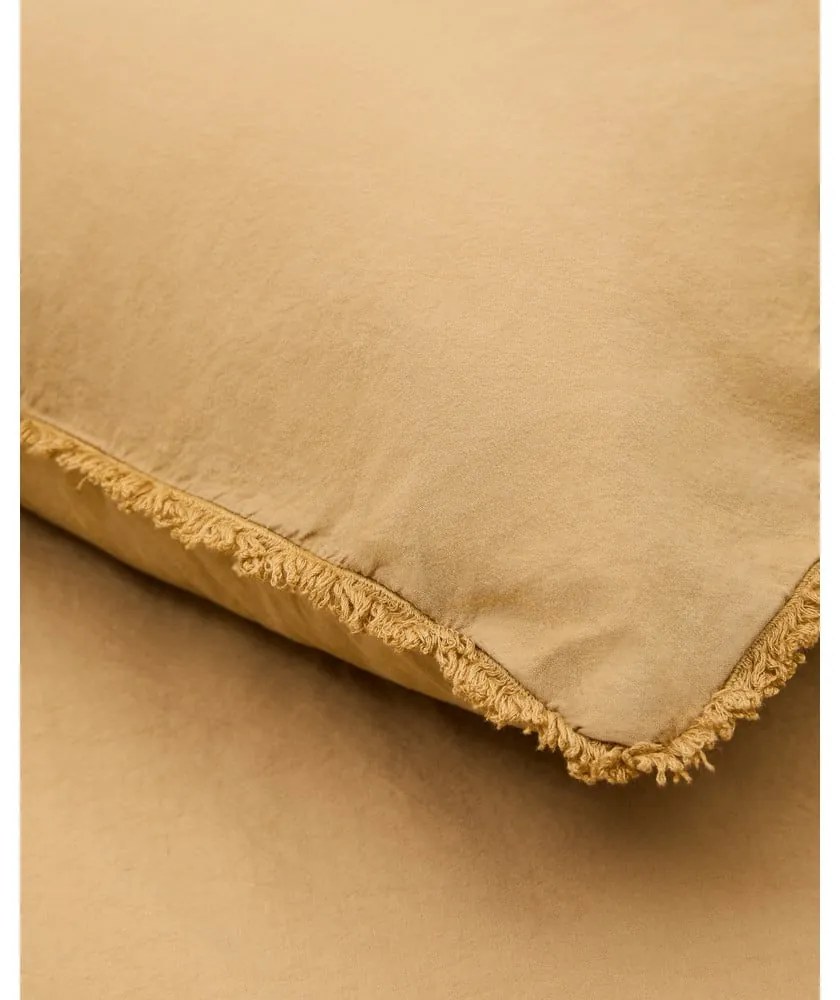 Mustársárga kétszemélyes hosszabbított pamut-perkál ágyneműhuzat 240x220 cm Sifinia – Kave Home