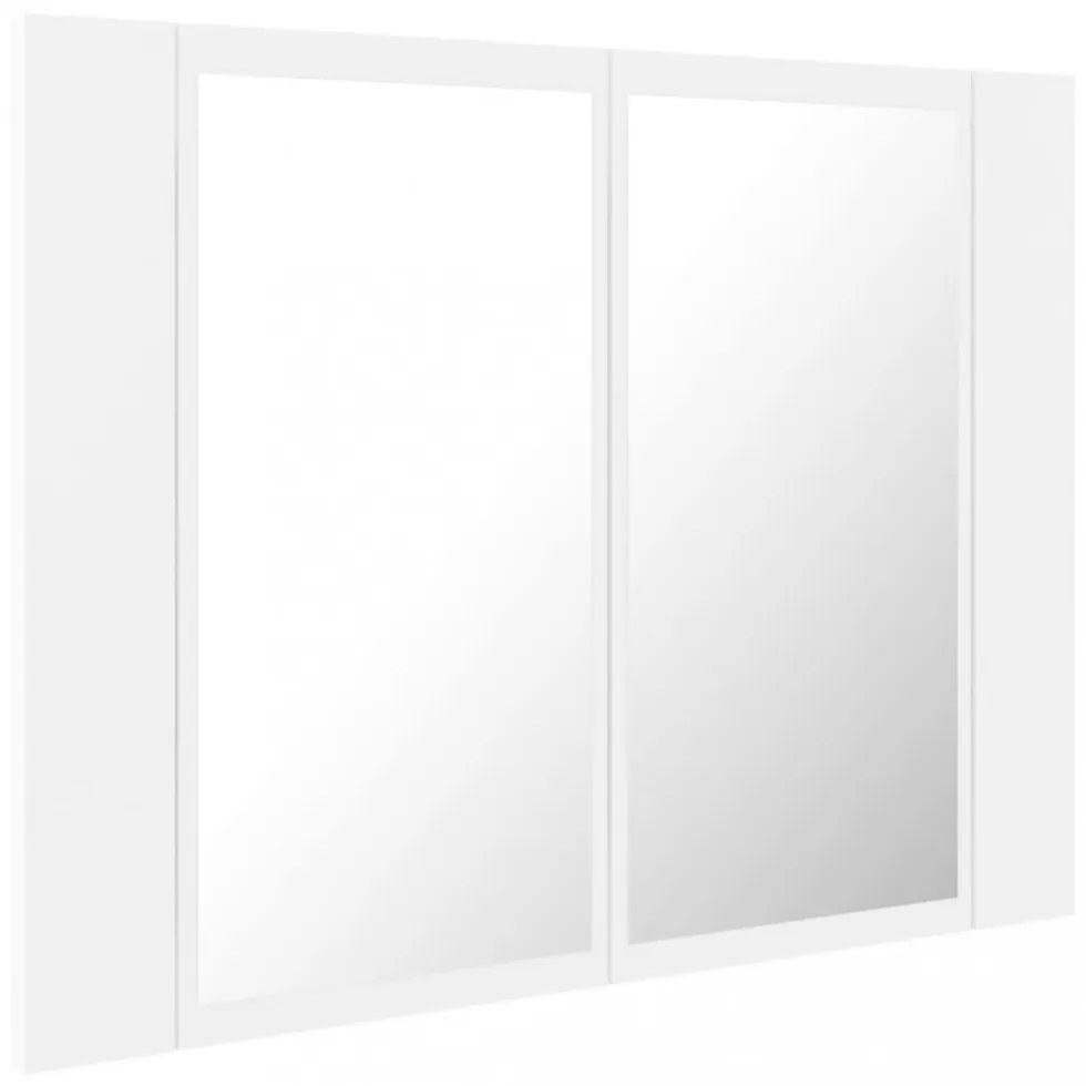 fehér akril LED-es fürdőszobaszekrény tükörrel 60x12x45 cm