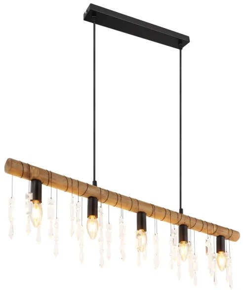 Globo 15532-5H - KIRA kábeles csillár 5xE14/40W/230V fekete/barna