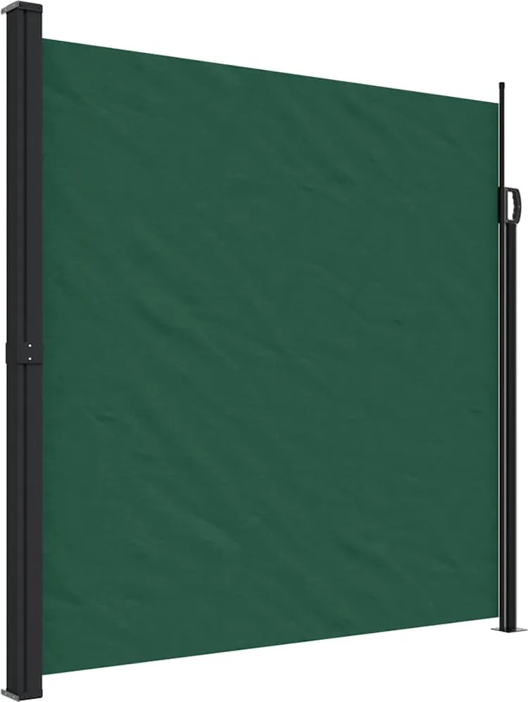 vidaXL sötétzöld behúzható oldalsó napellenző 200 x 600 cm