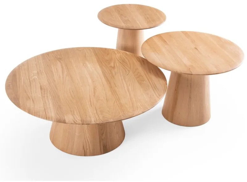 Natúr színű tölgyfa kerek dohányzóasztal ø 80 cm Mushroom – Gazzda