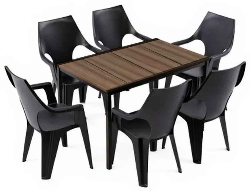 Parker 6+1 kerti bútor garnitúra szett dió-grafit