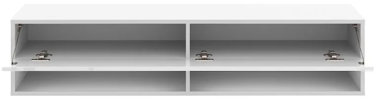 TV szekrény 140 cm fehér matt / fehér magasfény színkombinációban – DERBY