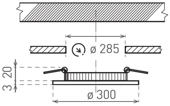 LED Beépíthető lámpa VEGA LED/24W/230V 2900/3900/5800K átm. 30 cm fehér