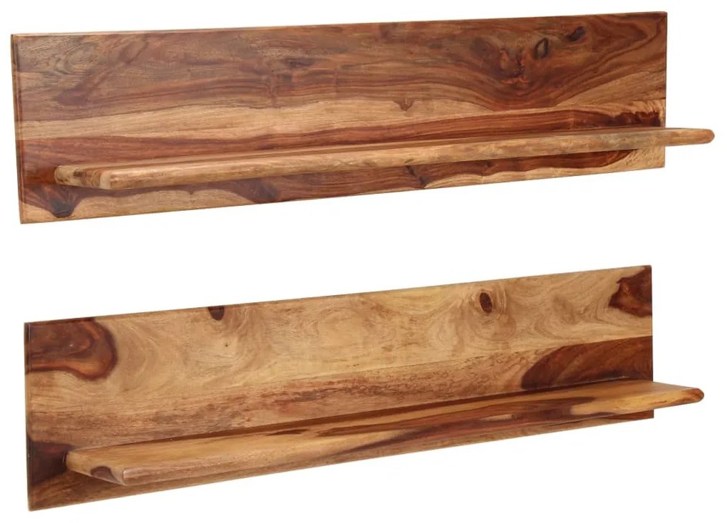 2 db tömör akácfából fali polc 118x26x20 cm