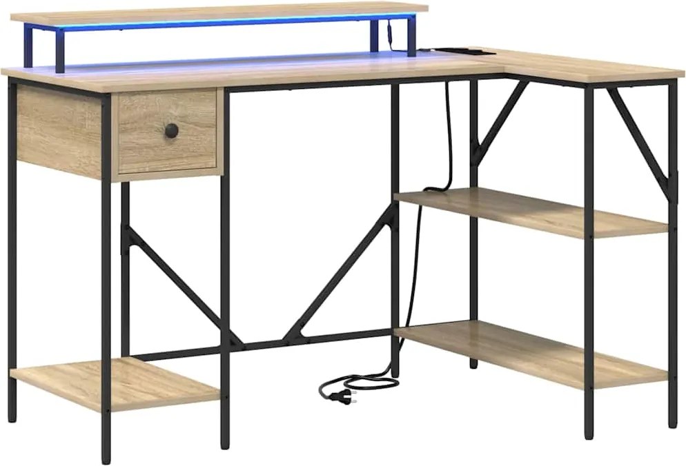 vidaXL Asztal fiókkal Sonoma tölgy 120 x 79 x 86,5 cm Faanyag