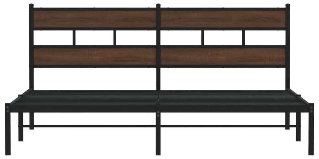 barna tölgy színű fejtámlás ágykeret matrac nélkül 183 x 213 cm