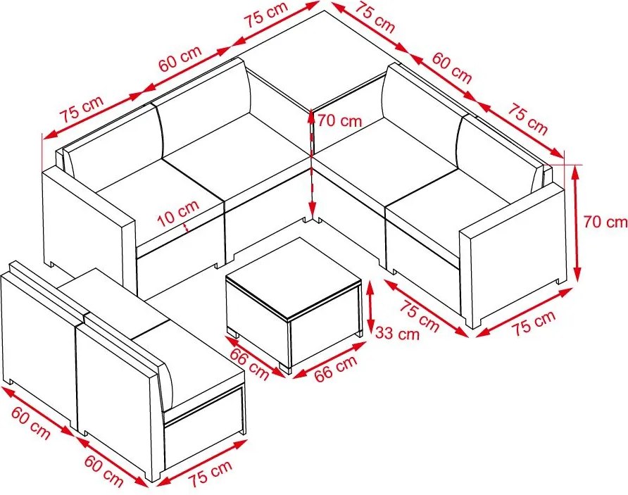 Avenberg ENCANTA Nagy kerti kanapé szett párnákkal és tárolóval