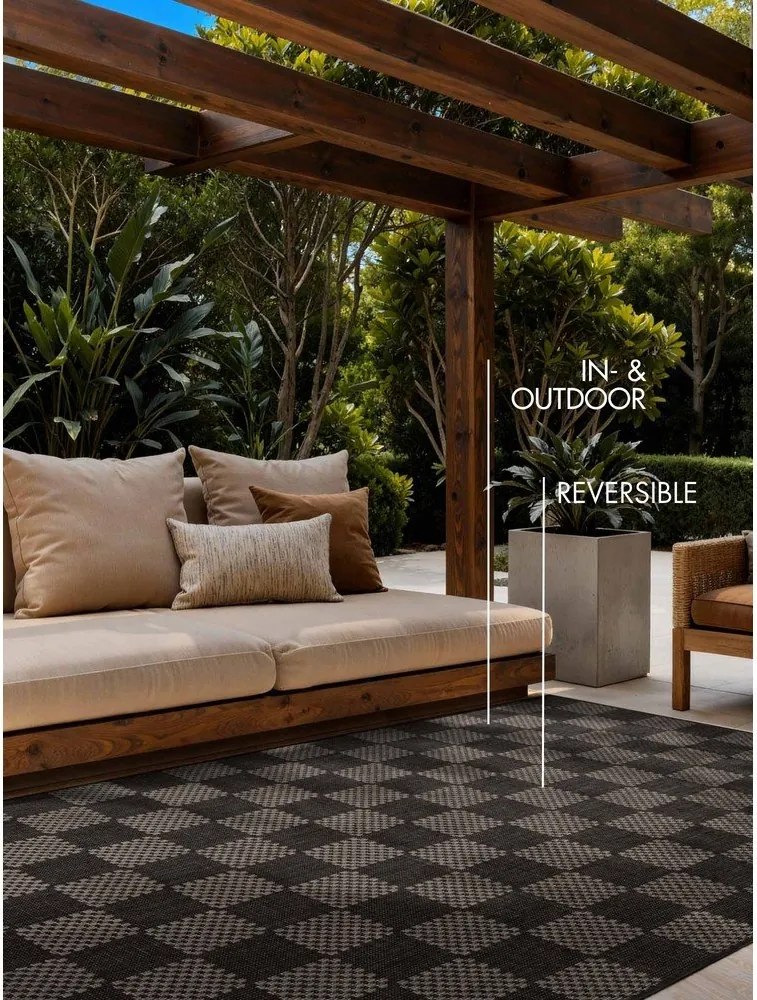 Fekete-krémszínű kültéri-beltéri szőnyeg 160x230 cm Haringey Dorothy – Ted Baker