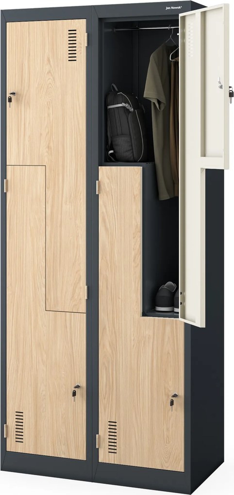L alakú öltözőszekrény, antracit, sonoma tölgy, 800x1850x450 mm: JULIA Eco Design