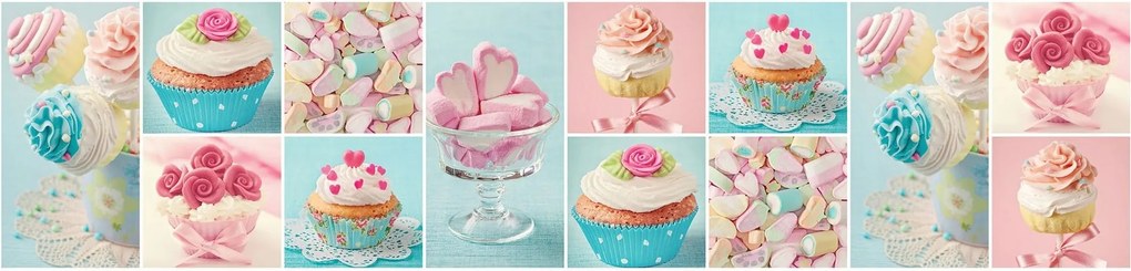 Flizelin fotótapéta Édes sütemények és muffinok pasztell álmok 250x60 +ragasztó