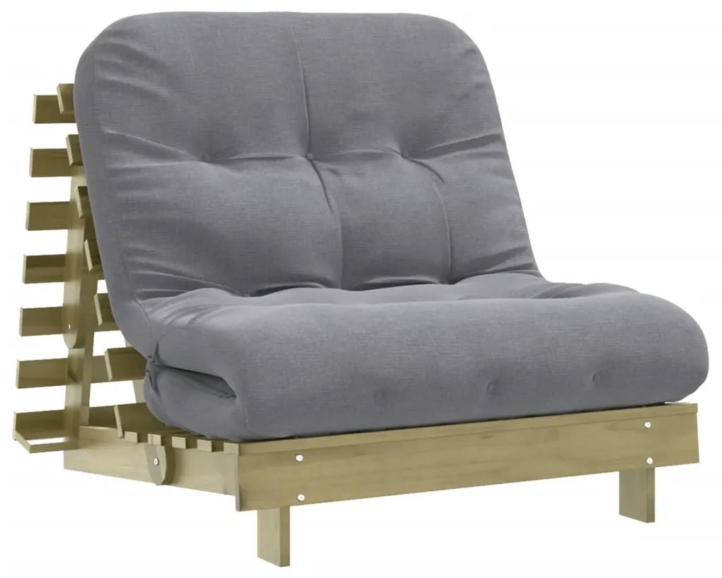 tömör impregnált fenyőfa futon kanapéágy matraccal 80x206x11 cm