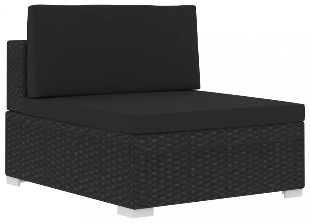 vidaXL 4 részes fekete polyrattan kerti kanapészett párnákkal