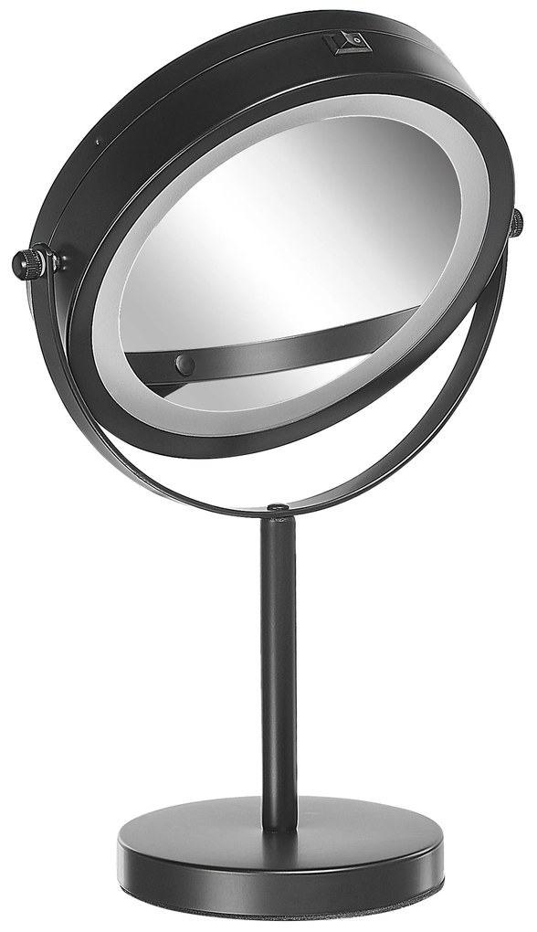 Fekete sminktükör beépített LED világítással ø 17 cm TUCHAN Beliani