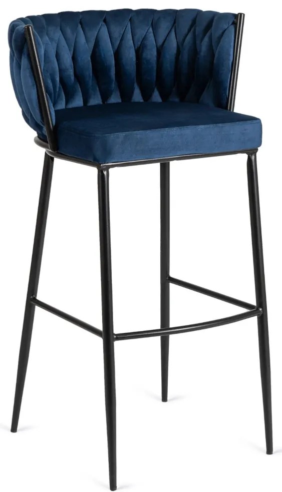 Elegáns Bárszék Sötétkék Bársony Kárpittal. FLORES