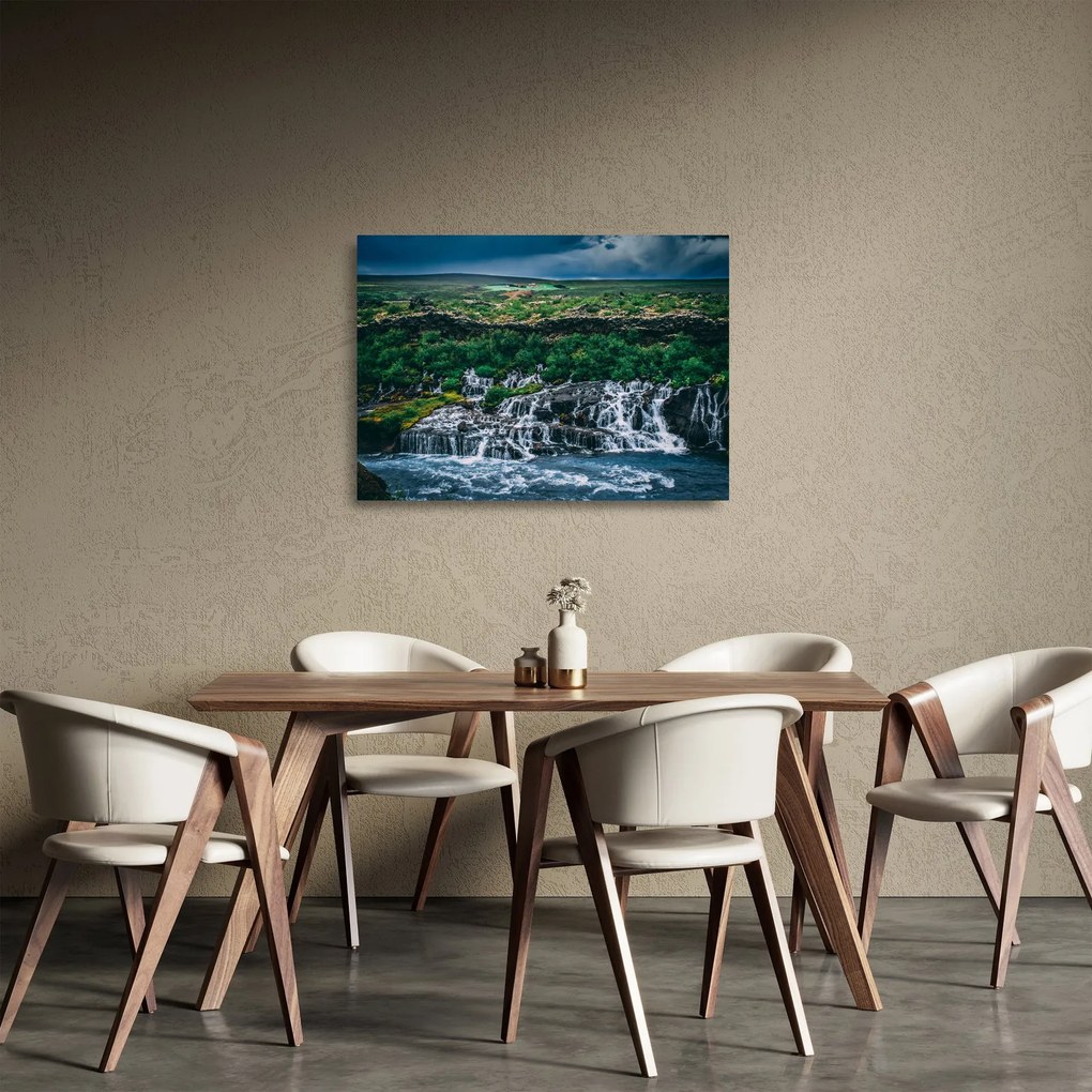 Vízesések képe a természetben (üvegen) (70x50 cm)