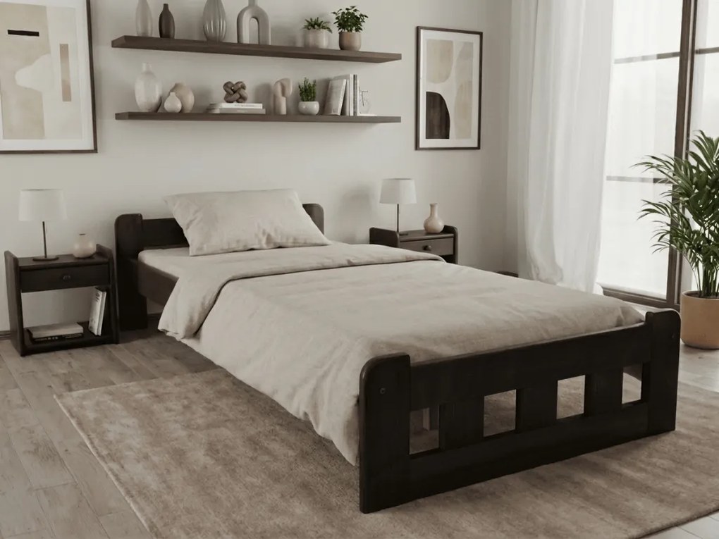 Naomi magasított ágy 90x200 cm, diófa Ágyrács: Lamellás ágyrács, Matrac: Coco Maxi 20 cm matrac