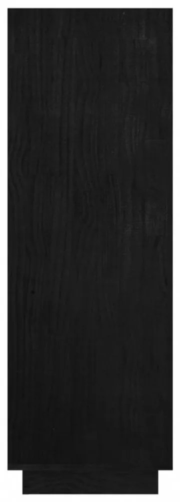 fekete tömör fenyőfa könyvszekrény/térelválasztó 80x35x103 cm