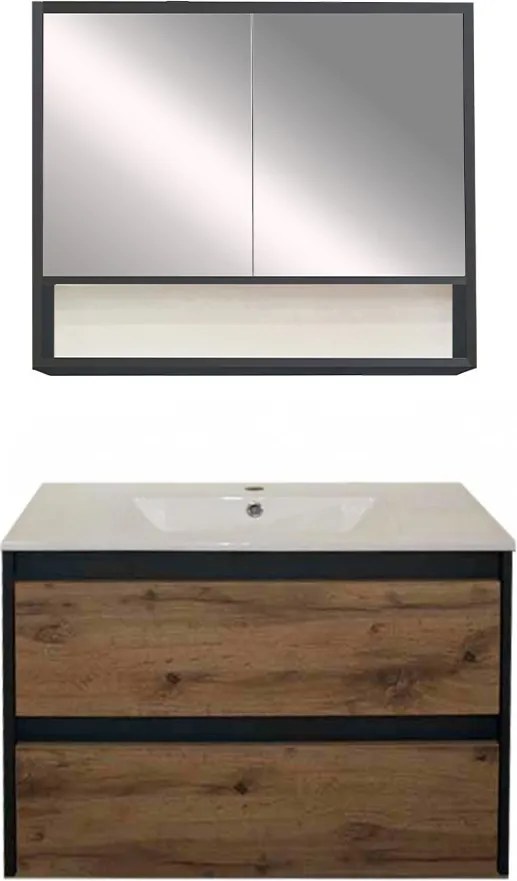 Porto 80 komplett fürdőszoba bútor antracit-country tölgy színben