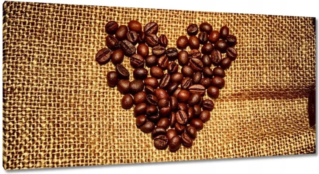 Vászonkép 115x55 Szív kávébabból