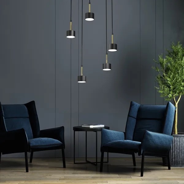 Csillár zsinóron ARENA 5xGX53/11W/230V fekete/arany