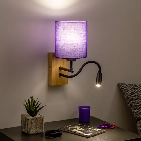 Brilagi - LED Fali lámpa NUBILA WOOD 1xE27/25W/230V + LED/3W tölgy/lila