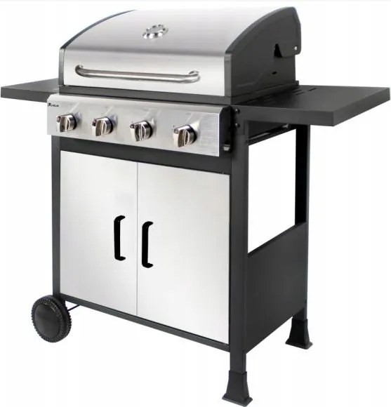 Gázgrill 4 égős, szimpla teljesítmény 2,7 kW, öntöttvas grillrács