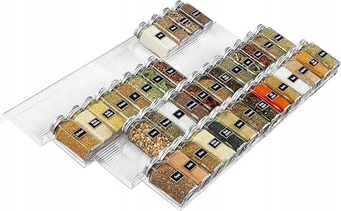 Lifewit Műanyag Állítható Fűszertartó Tálca, 8-as szett, Akril