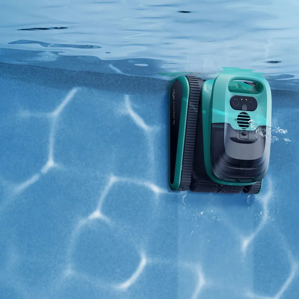 Medencetisztító robot, Niya Tracker 55 EU, fekete, akkumulátoros, vezeték nélküli, automata, padló és fal tisztítás, vízvonal tisztítás