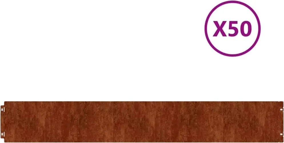 vidaXL 10 db rugalmas corten acél gyepszegély 15 x 103 cm