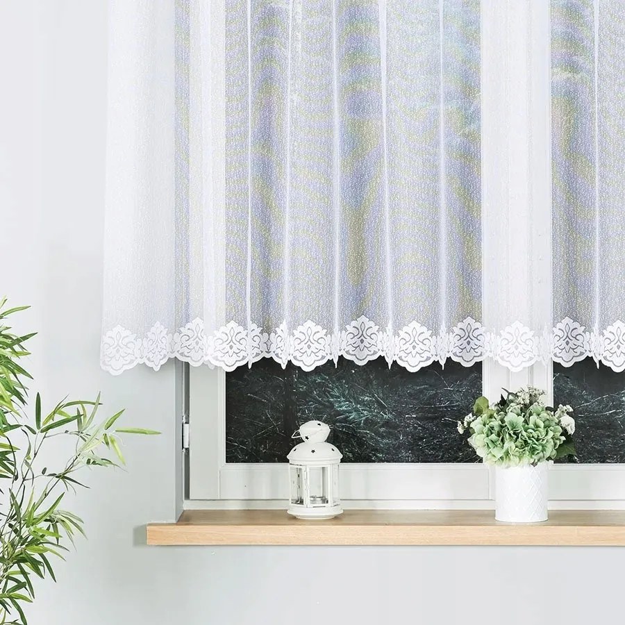 Jacquard Függöny Nappali Szoba Konyha 150cm fehér