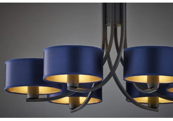 Jupiter 2102 - Láncos csillár ARTHUR 6xE27/15W/230V kék/fekete