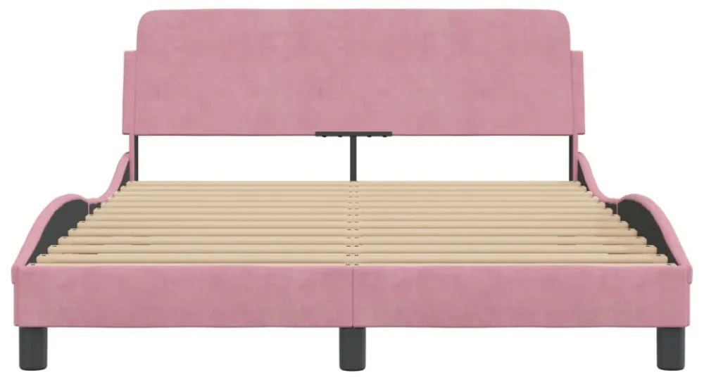 rózsaszín bársony ágykeret fejtámlával Dover 120x200 cm