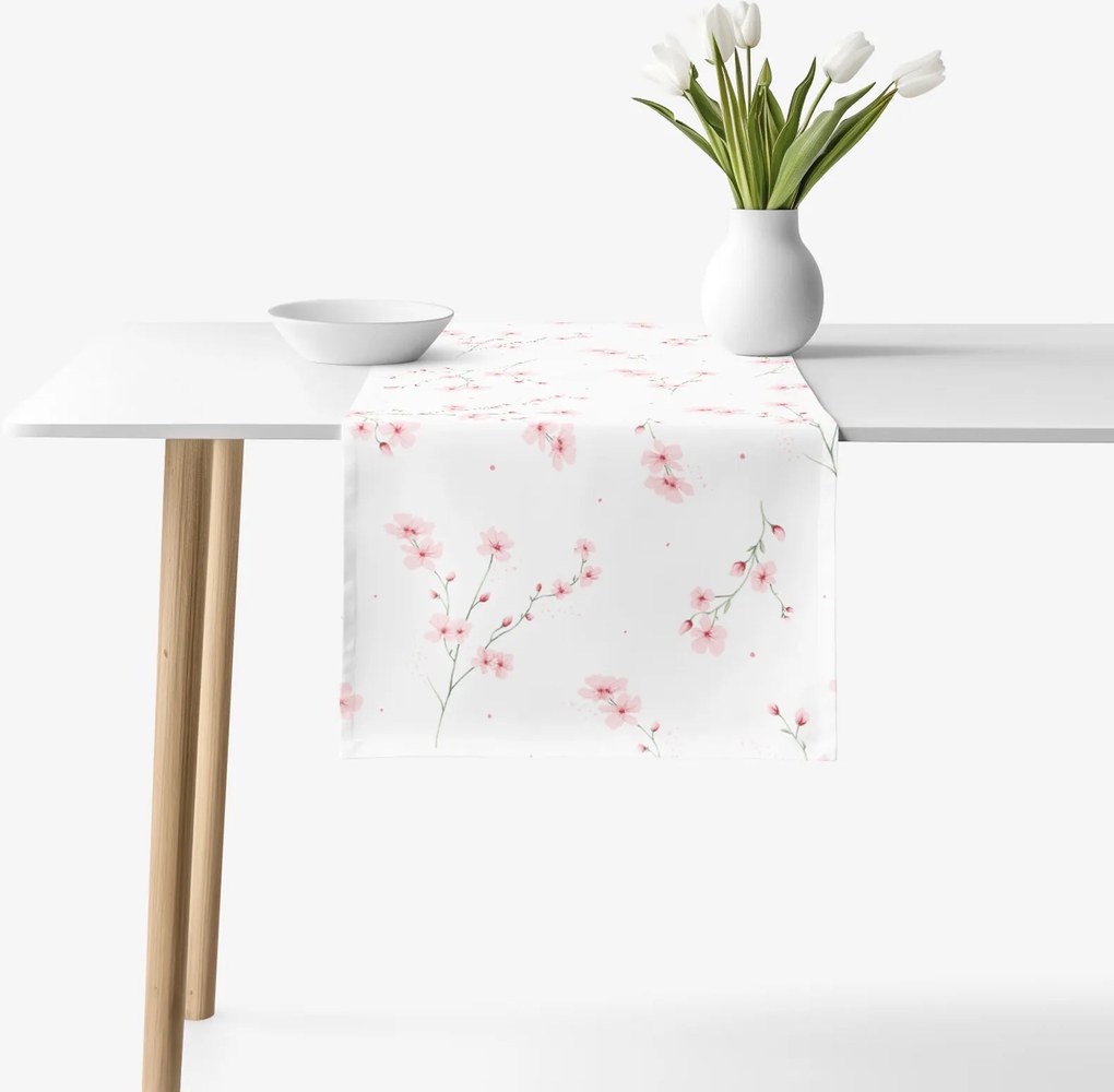 Goldea pamut asztali futó - cseresznyevirágok 35x180 cm