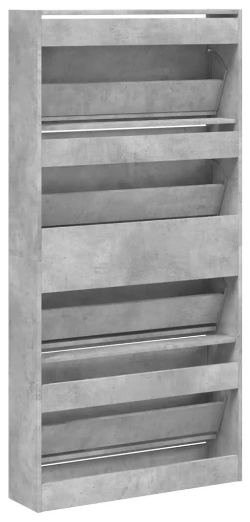 betonszürke cipőszekrény 4 kihajtható fiókkal 80x21x163,5 cm