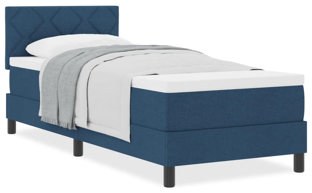 vidaXL Boxrugós ágy matracmal fejtámlával Kék 80 x 200 cm szövet